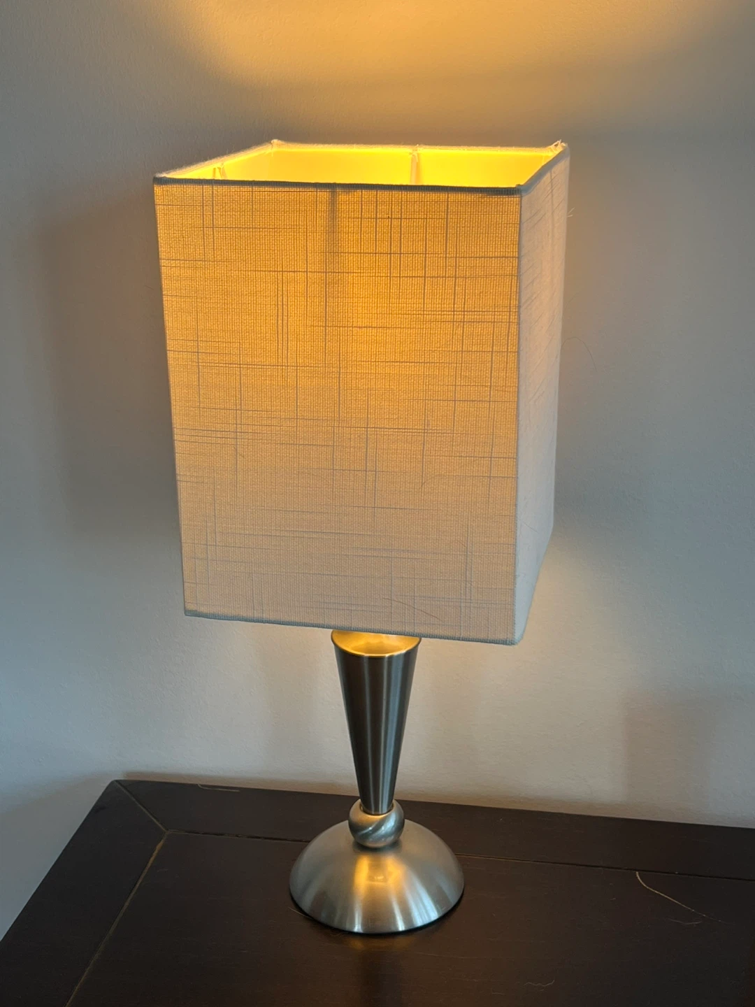 Brushed Nickel Table Lamp with Textured Shade
