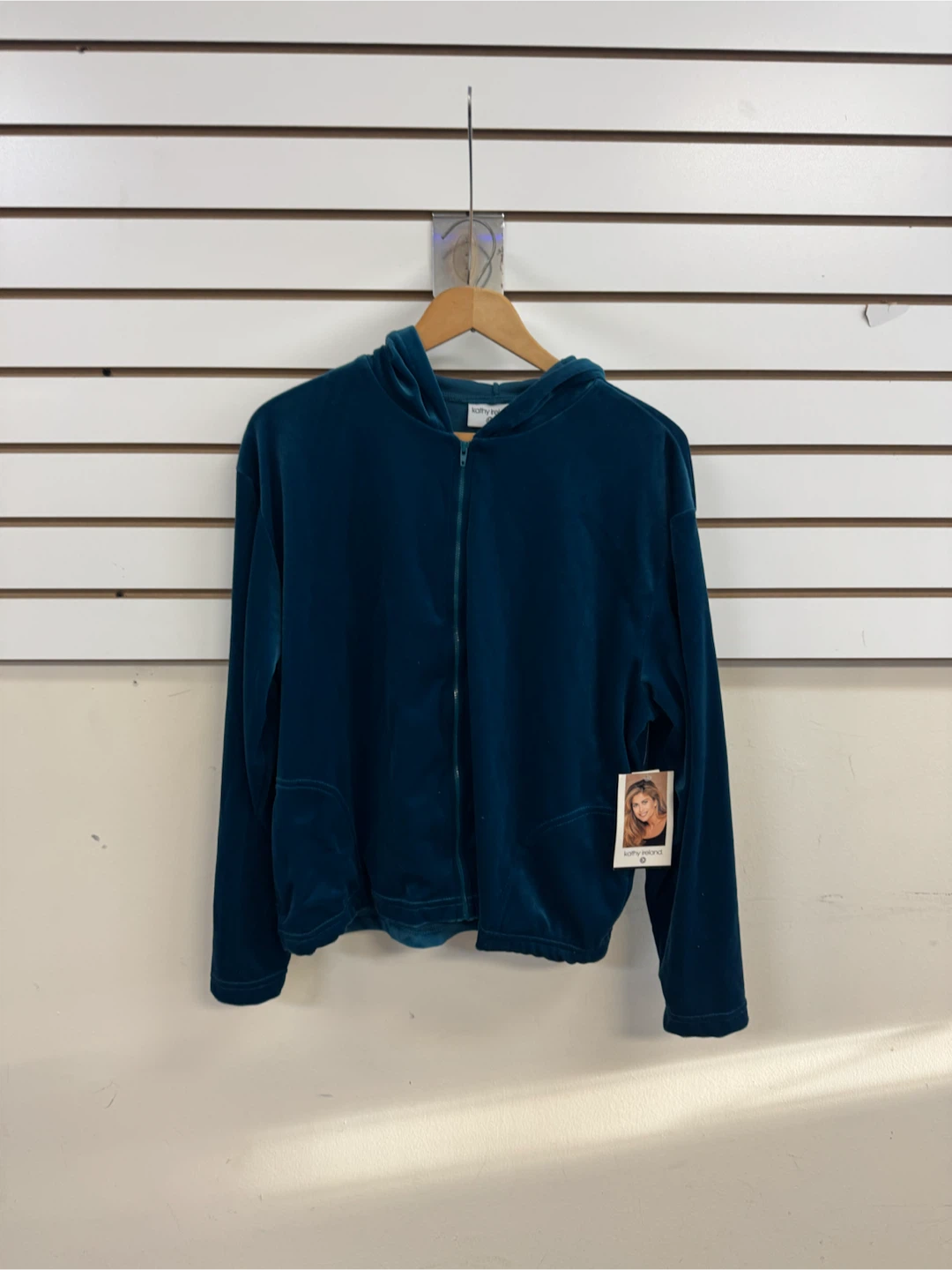 Kathy Ireland Velour Zip-Up Hoodie Blue XL