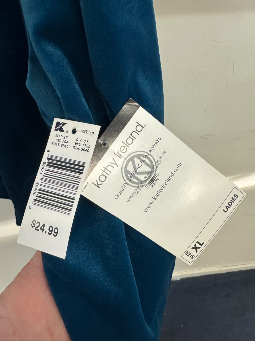 Kathy Ireland Velour Zip-Up Hoodie Blue XL - photo 4
