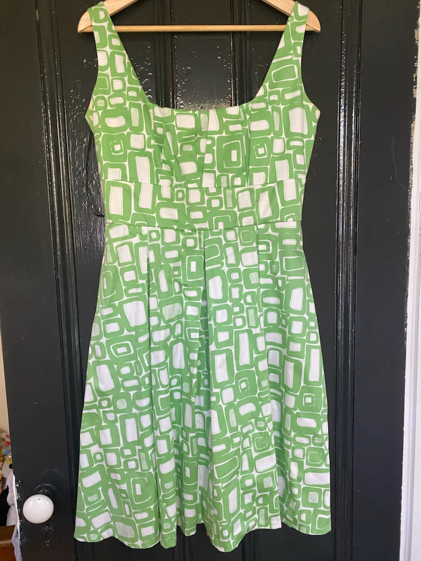 Calvin Klein Green and White Geometric Dress