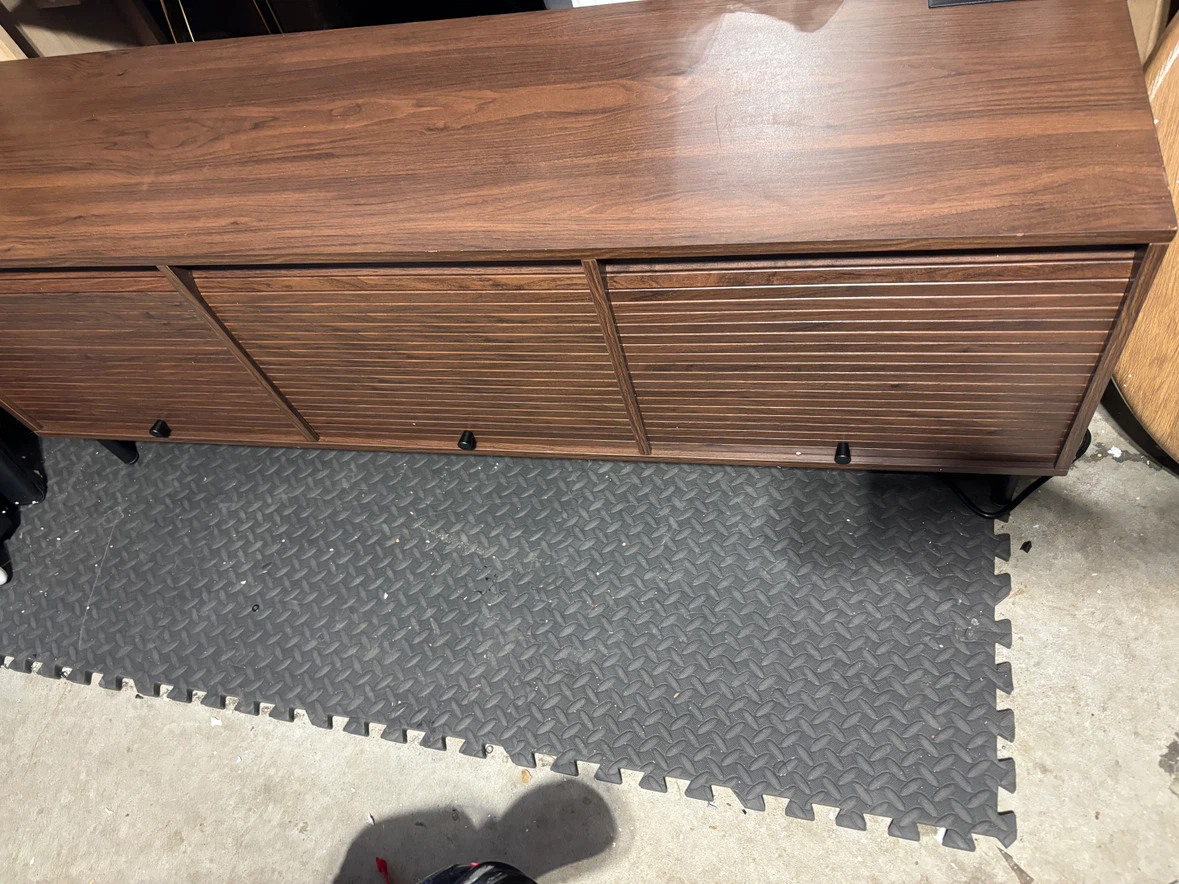 Mid-Century fluted Style Walnut TV Stand