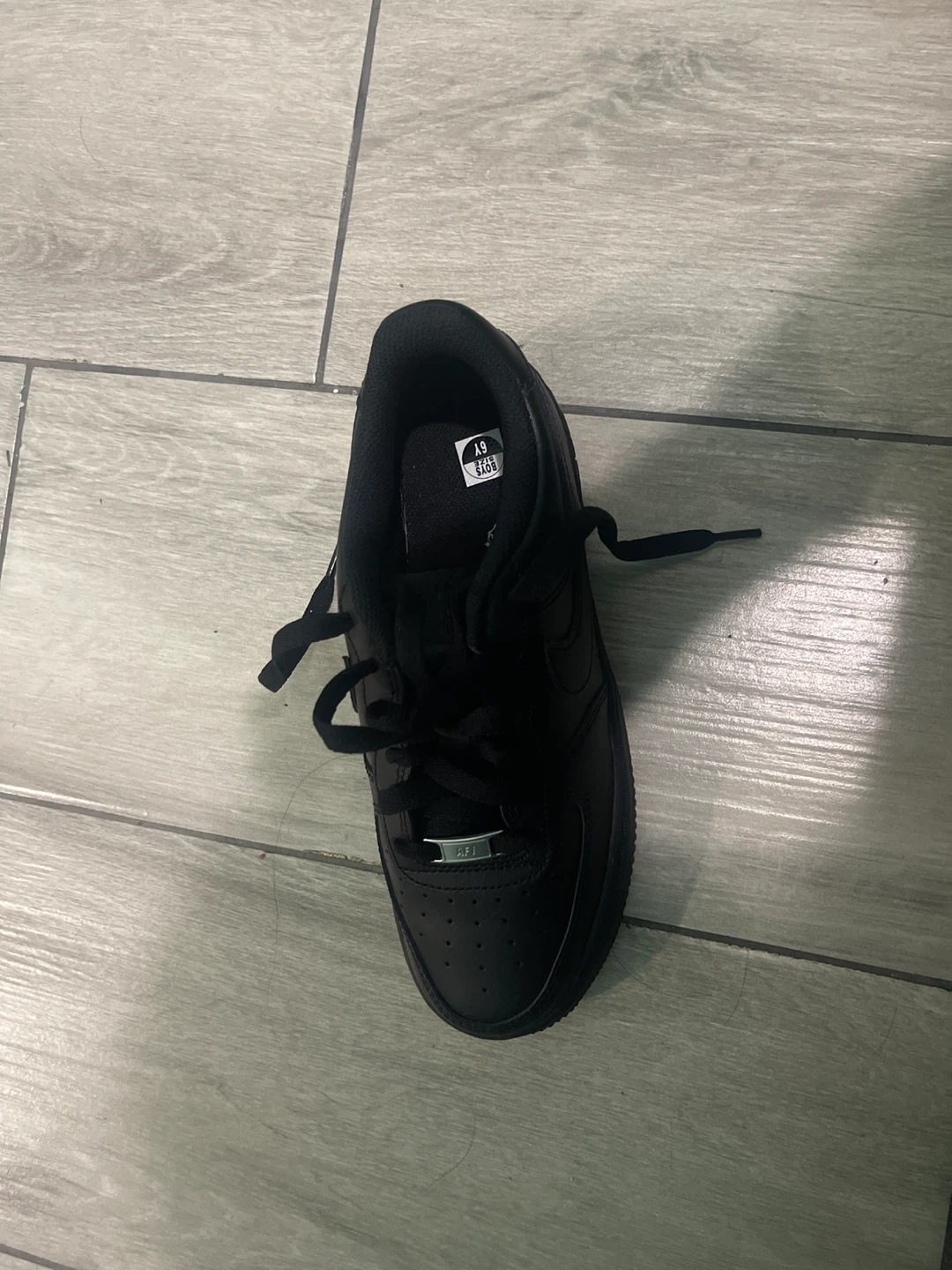 Nike Air Force 1 Black Sneakers Size 6Y - photo 3