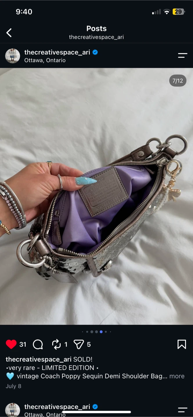 Vintage Coach Poppy Sequin Demi Shoulder Bag