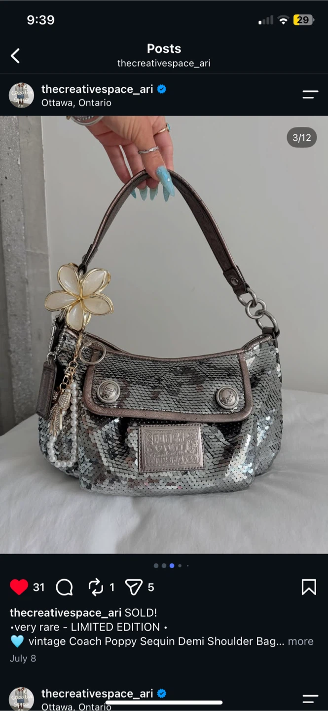 Vintage Coach Poppy Sequin Demi Shoulder Bag - photo 2