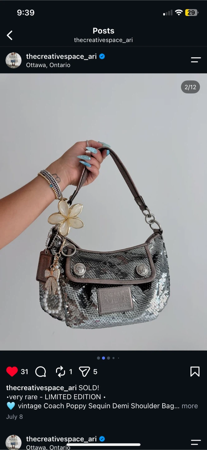 Vintage Coach Poppy Sequin Demi Shoulder Bag - photo 3
