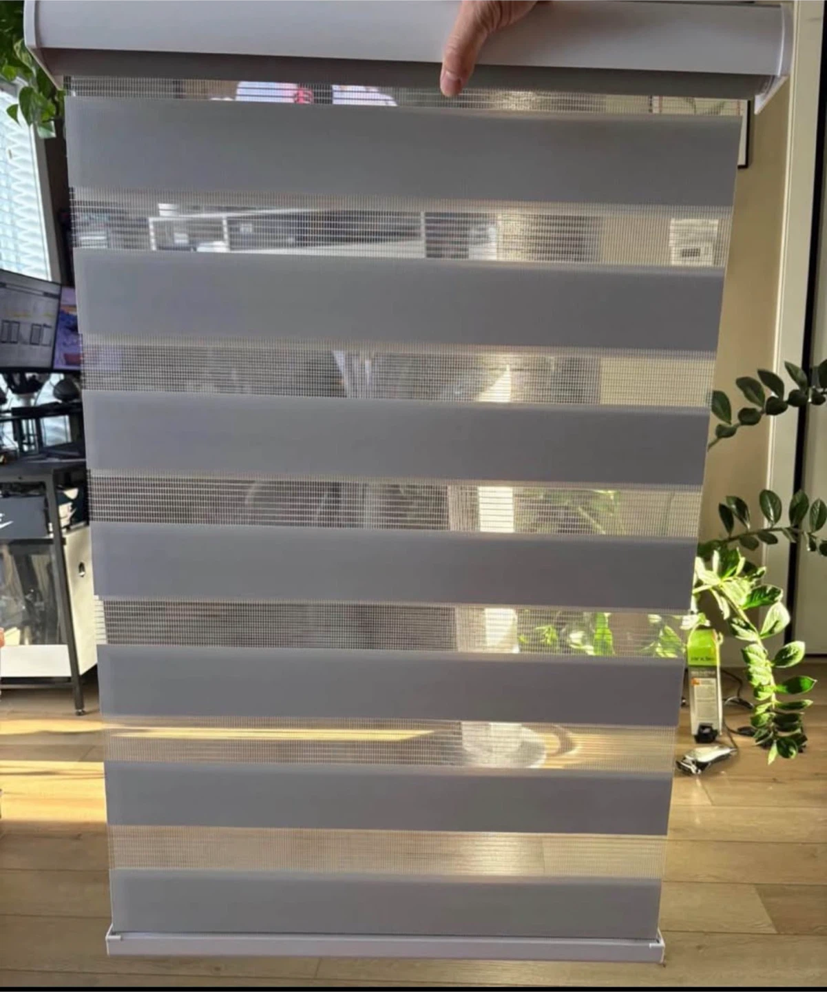 Cordless Grey Zebra Roller Blind