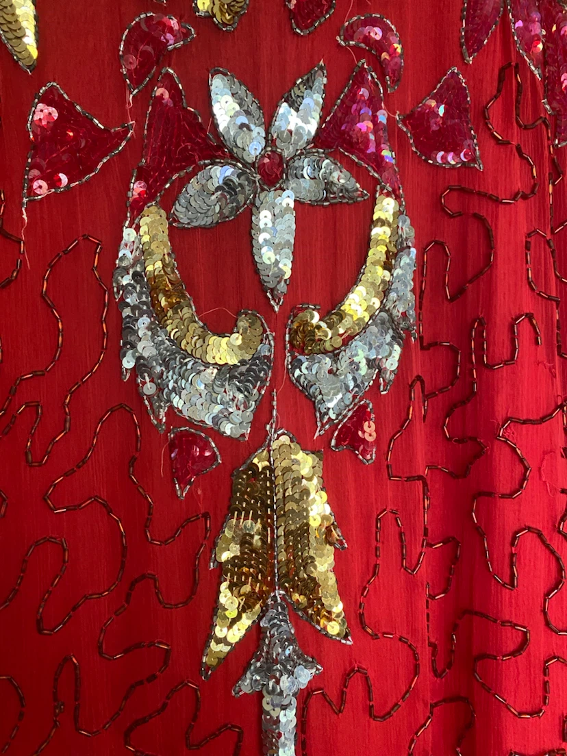 Red Vintage Beaded Sequin Dress - photo 2