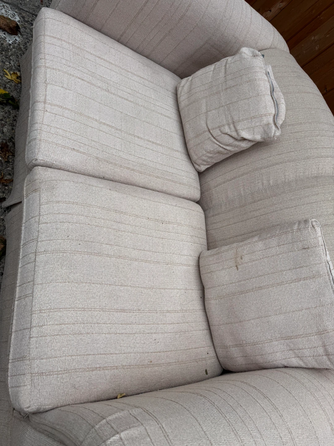 Beige Striped Two-Seater Sofa