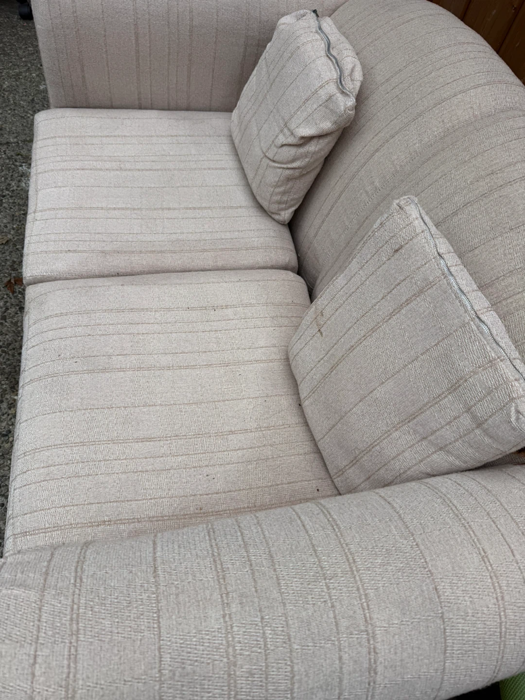 Beige Striped Two-Seater Sofa - photo 2