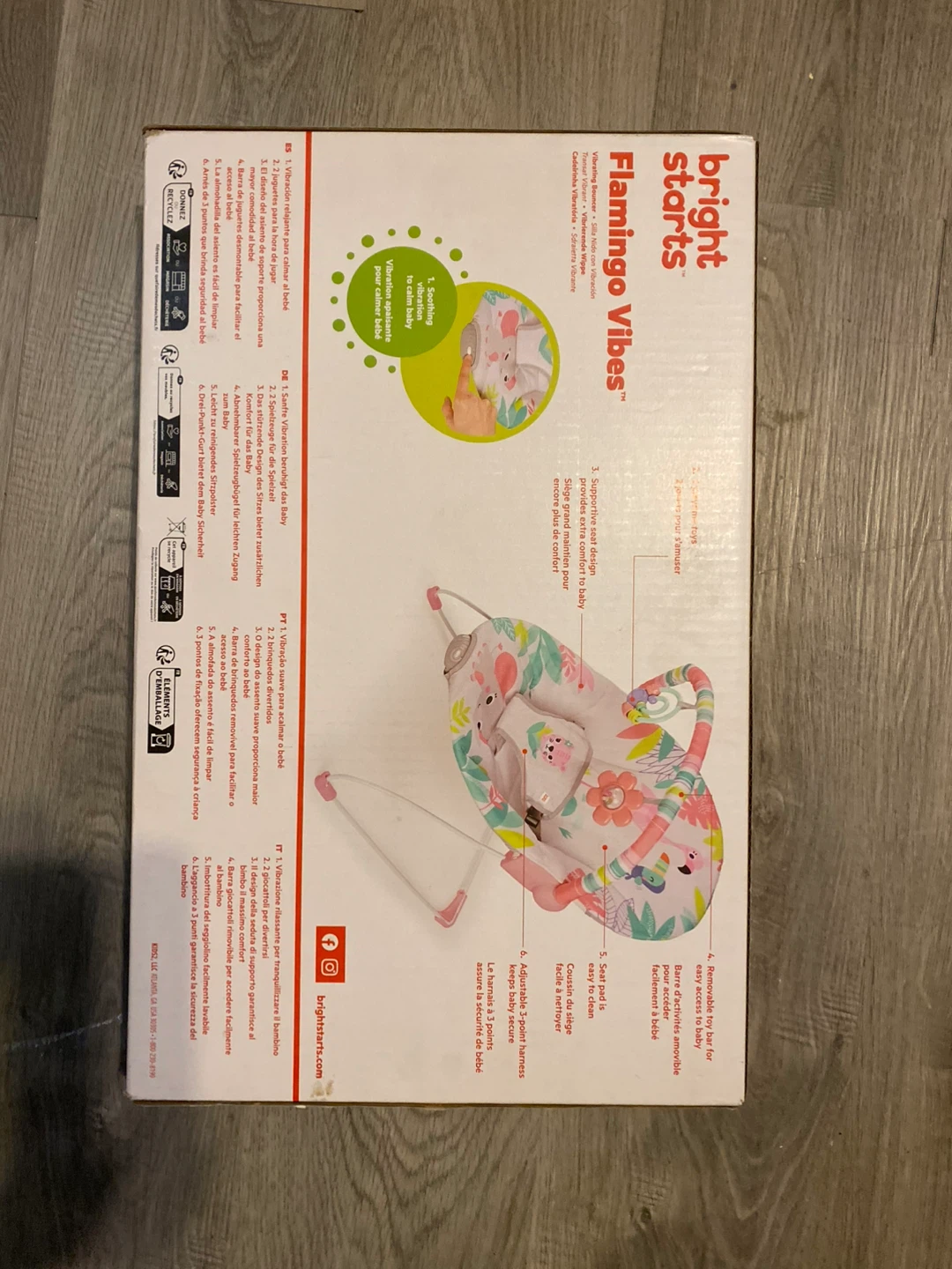 Bright Starts Flamingo Vibes Vibrating Bouncer - photo 2