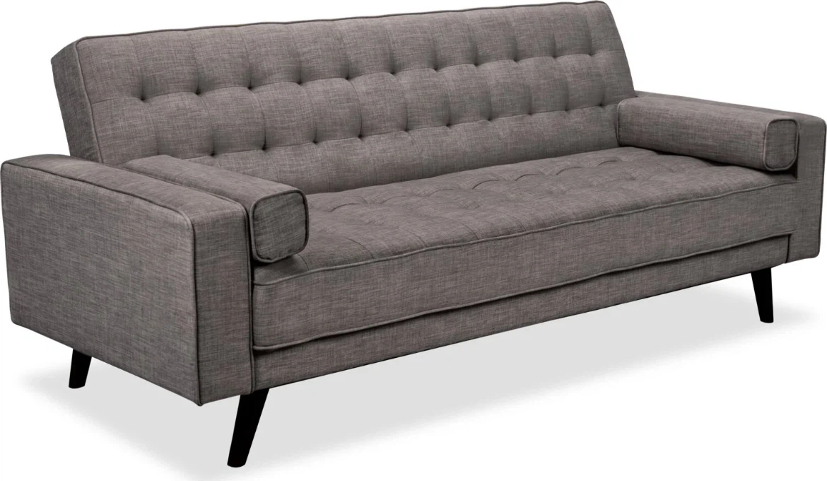 Gray Mid-Century Modern Futon Sofa