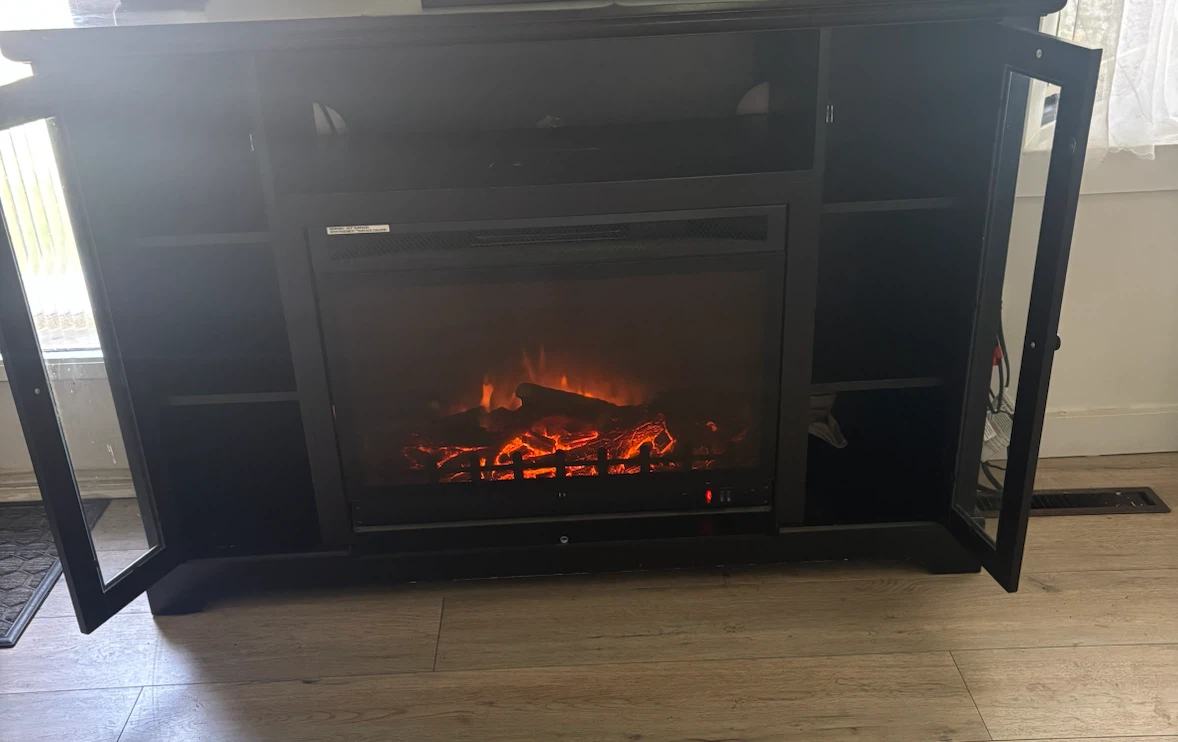 Black Electric Fireplace TV Stand