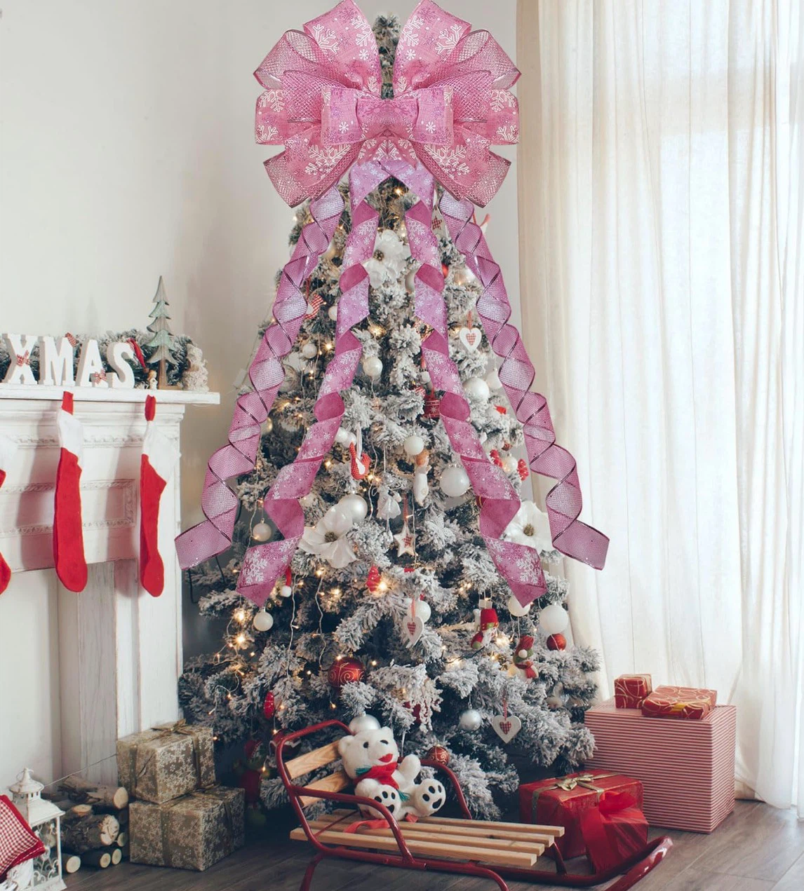 Brand New Pink Christmas Tree Topper I have 2 for sale $15 ea. - photo 2