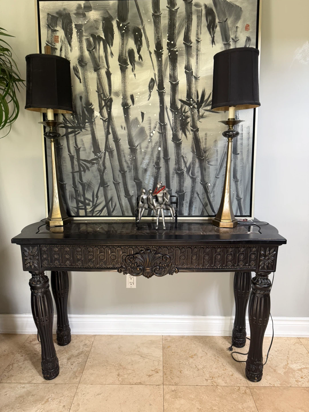 Ornate Dark Wood Console Table