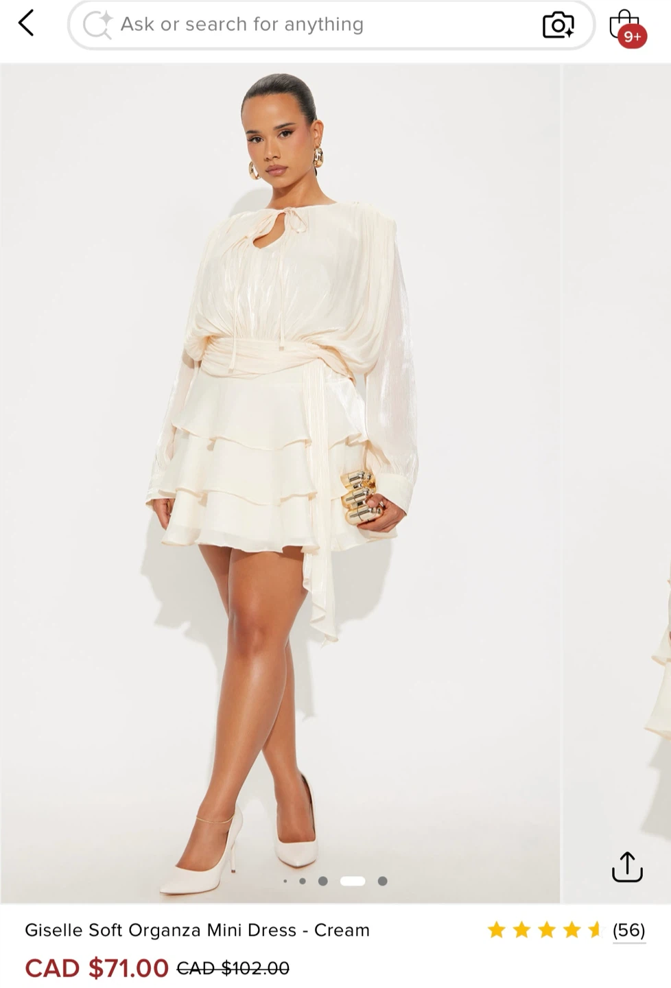 Brand new gorgeous soft organza mini dress