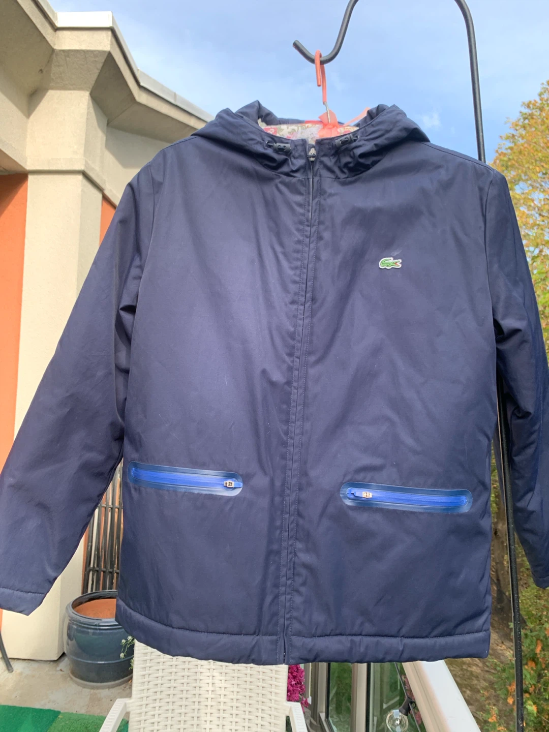 Boys Lacoste Navy Hooded Jacket