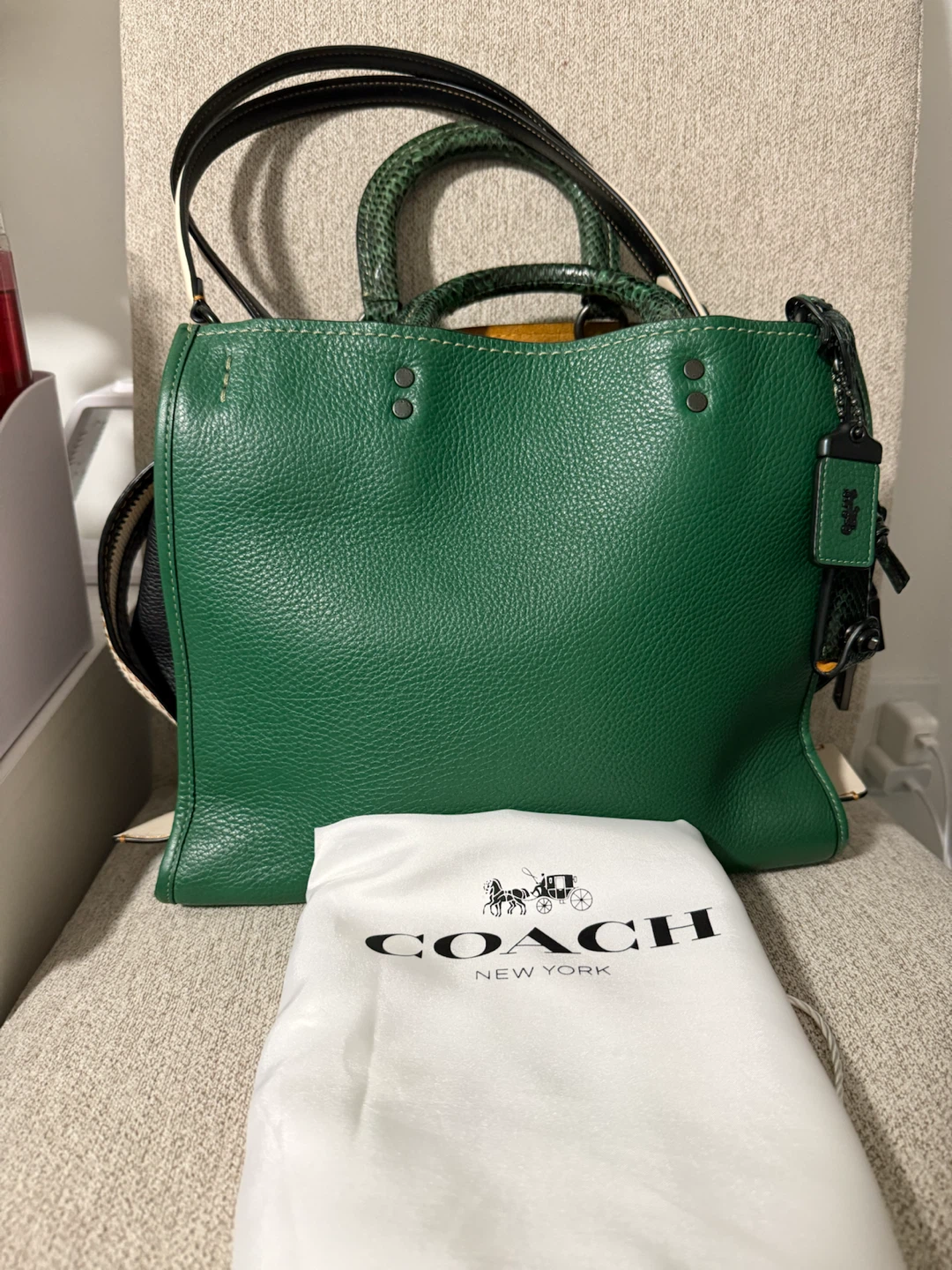 Coach Rogue Bag in Green Pebble Leather