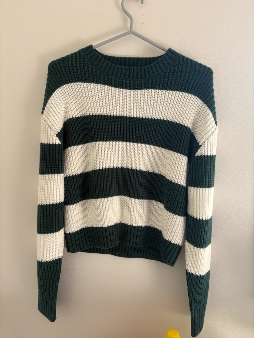 Green and White Striped Knit Sweater- Size M - photo 2