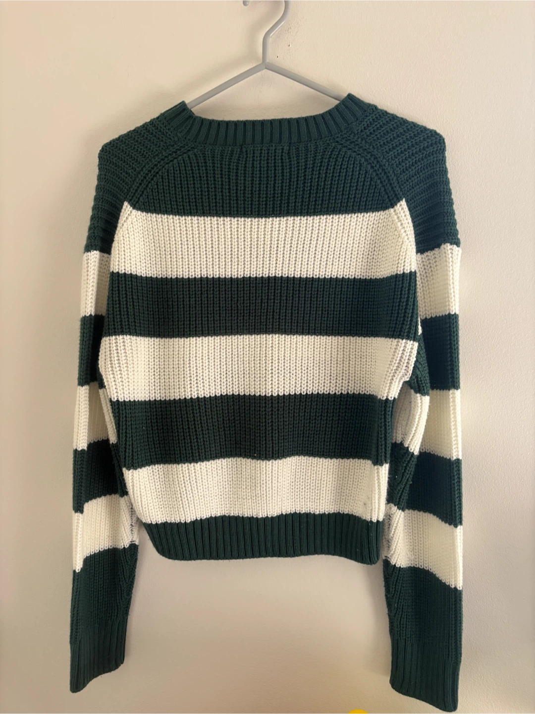 Green and White Striped Knit Sweater- Size M - photo 4