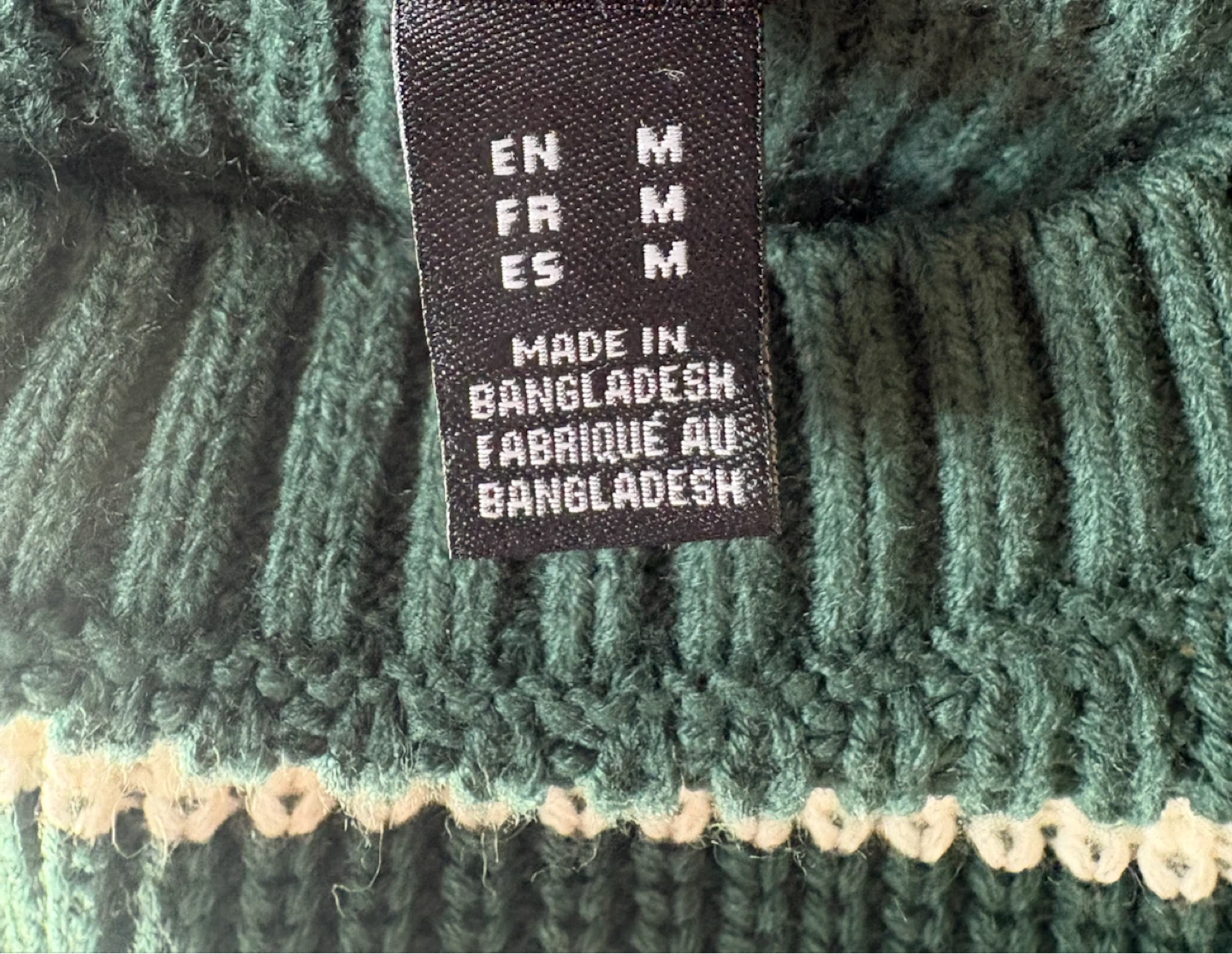 Green and White Striped Knit Sweater- Size M - photo 5