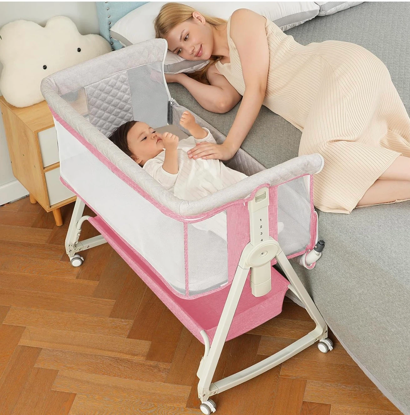 3in1 Baby Bassinet (Light Pink)