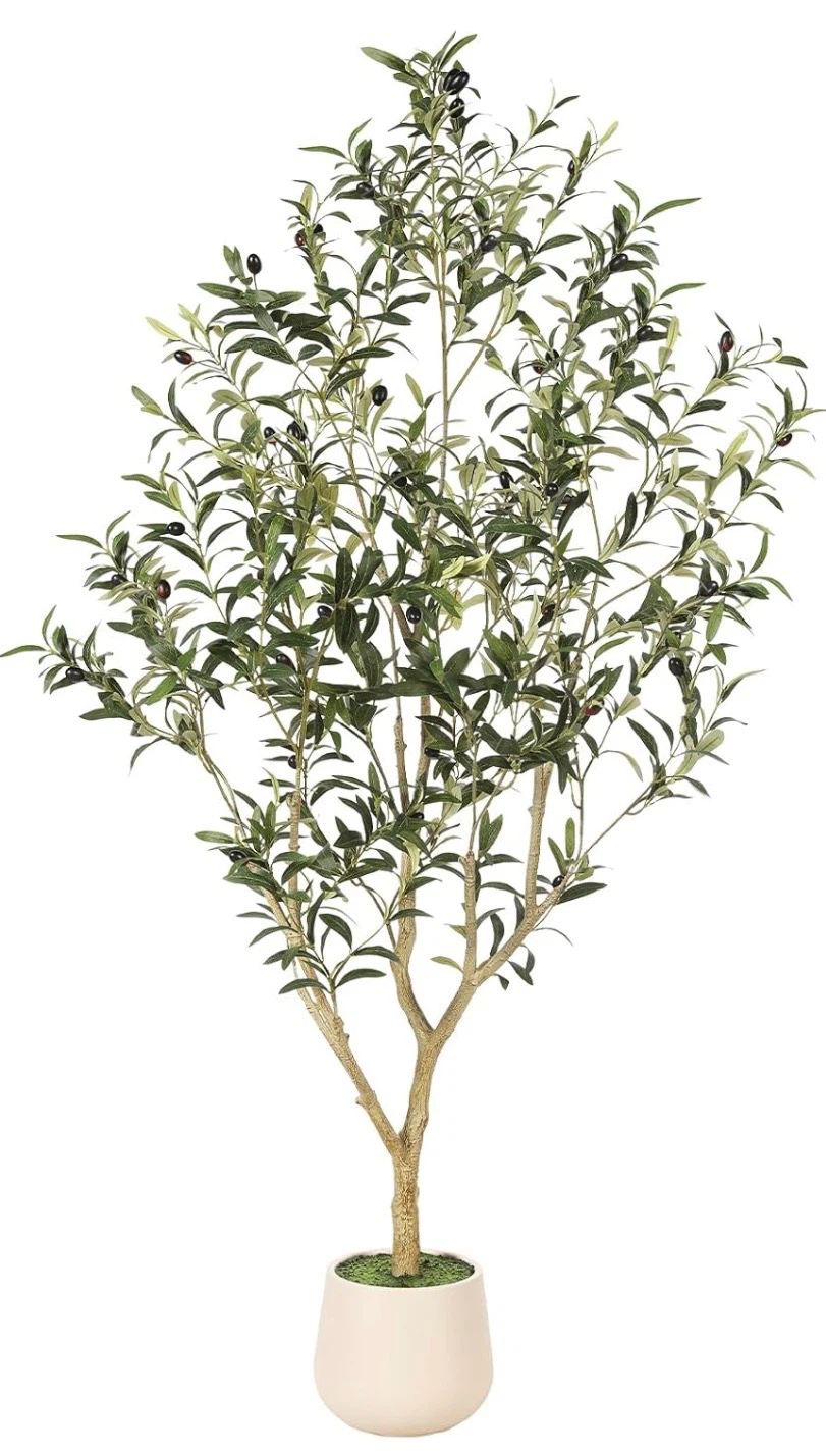 FEELEAD 5ft Faux Olive Tree with Planter