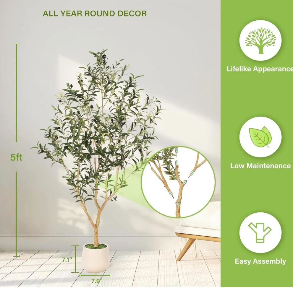 FEELEAD 5ft Faux Olive Tree with Planter - photo 3