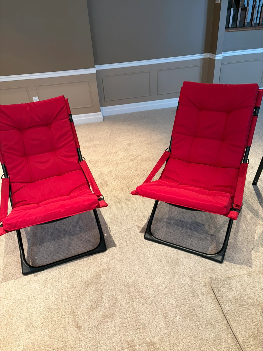 Patio Set Glass Table, 2 Swivel Chairs, 2 Red Folding Chairs - photo 4