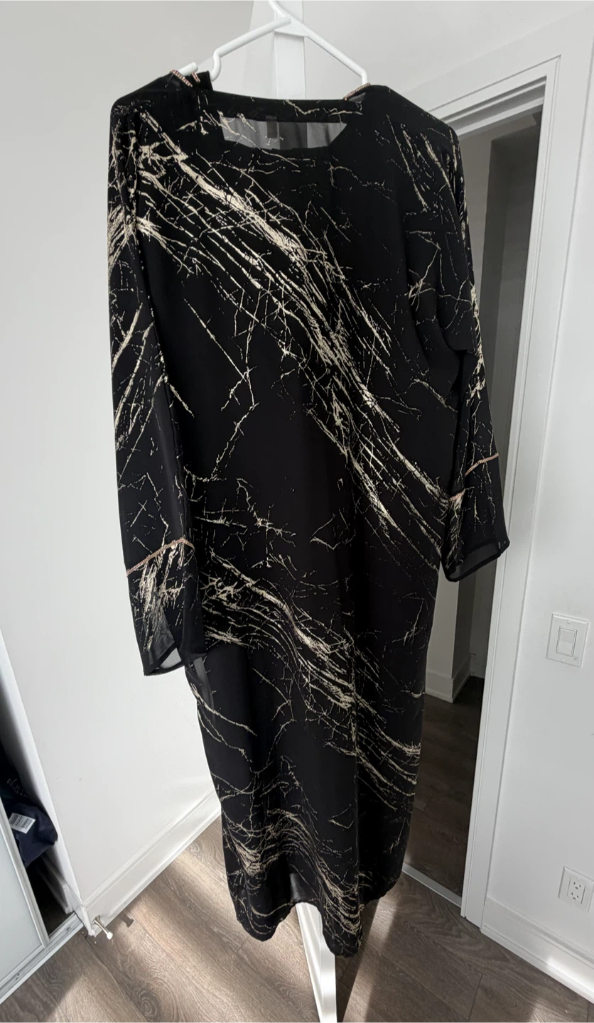 Black and gold marble print abaya set - photo 2