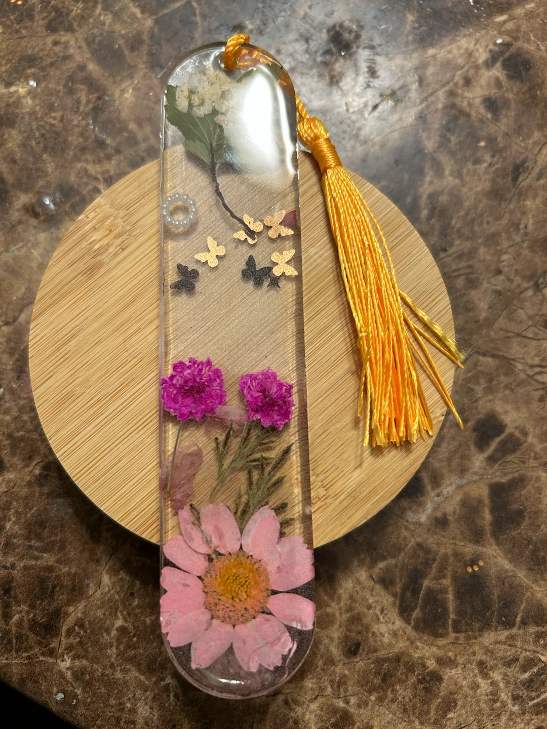 Handmade Pressed Flower Resin Bookmark