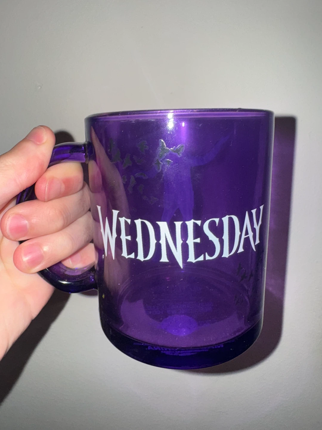 Beetlejuice Wednesday Purple Glass Mug