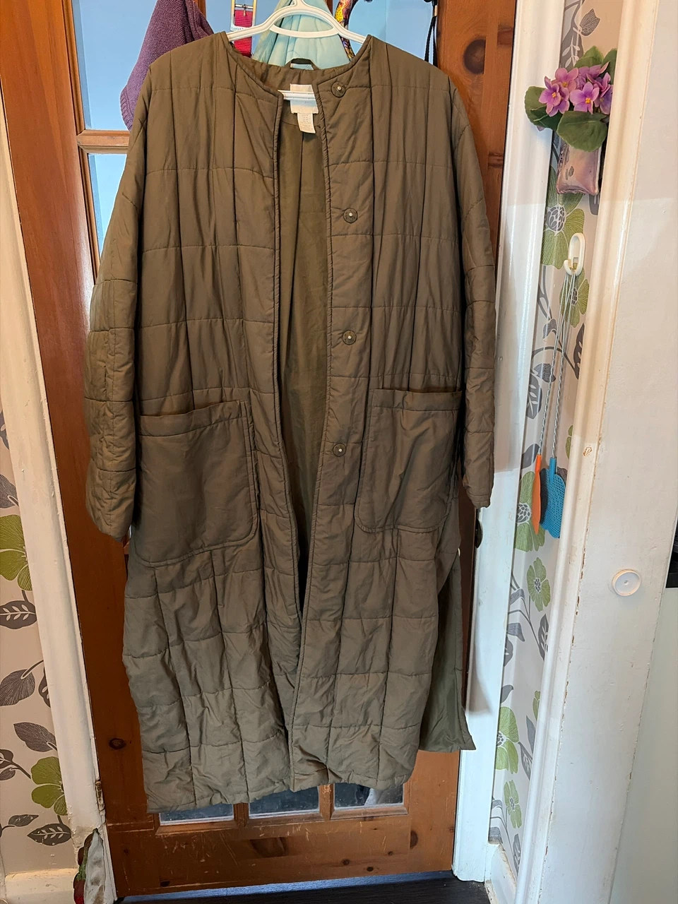 H&M Olive Quilted Coat Size Medium