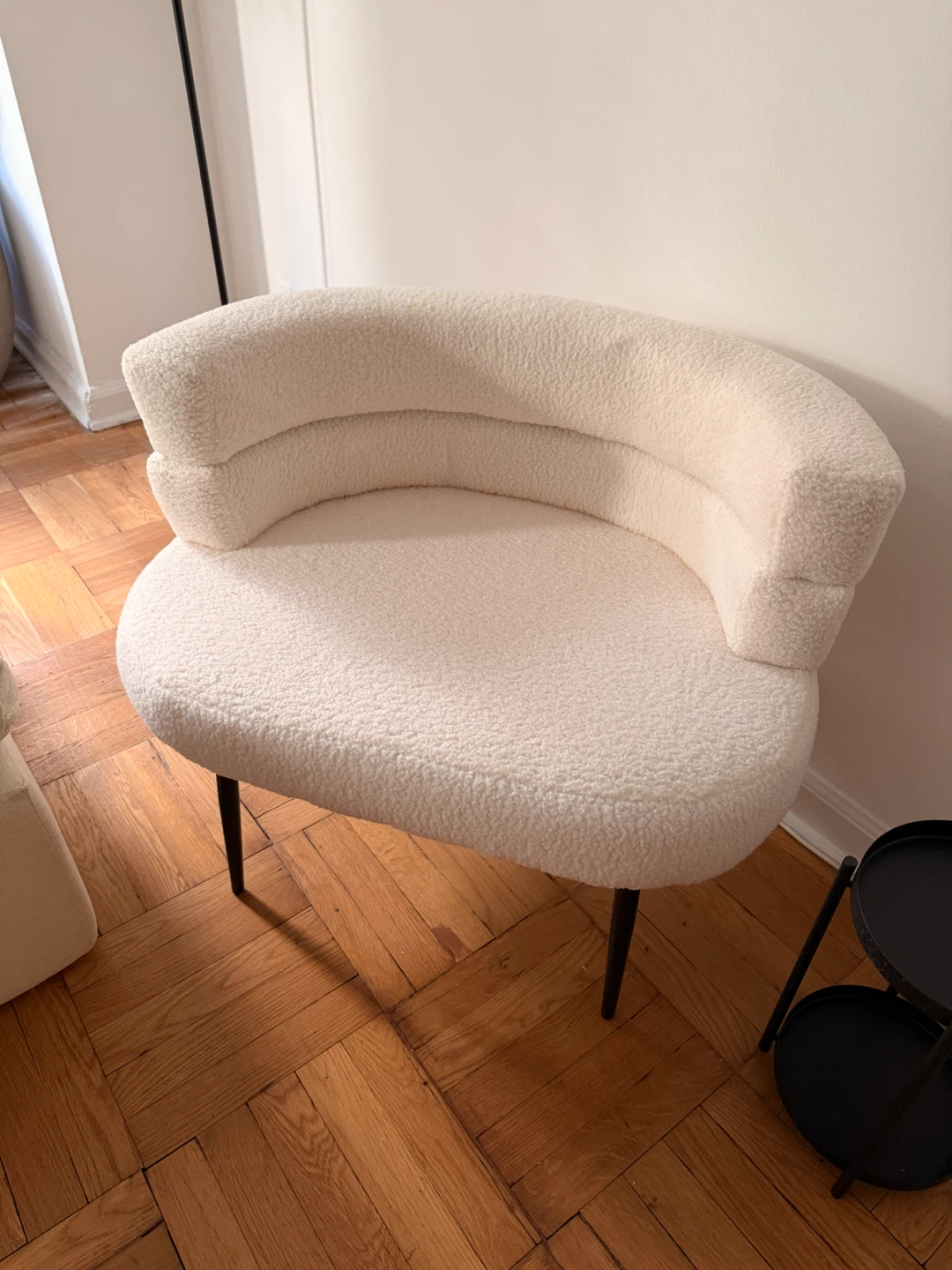 Cream Boucle Curved Accent Chair
