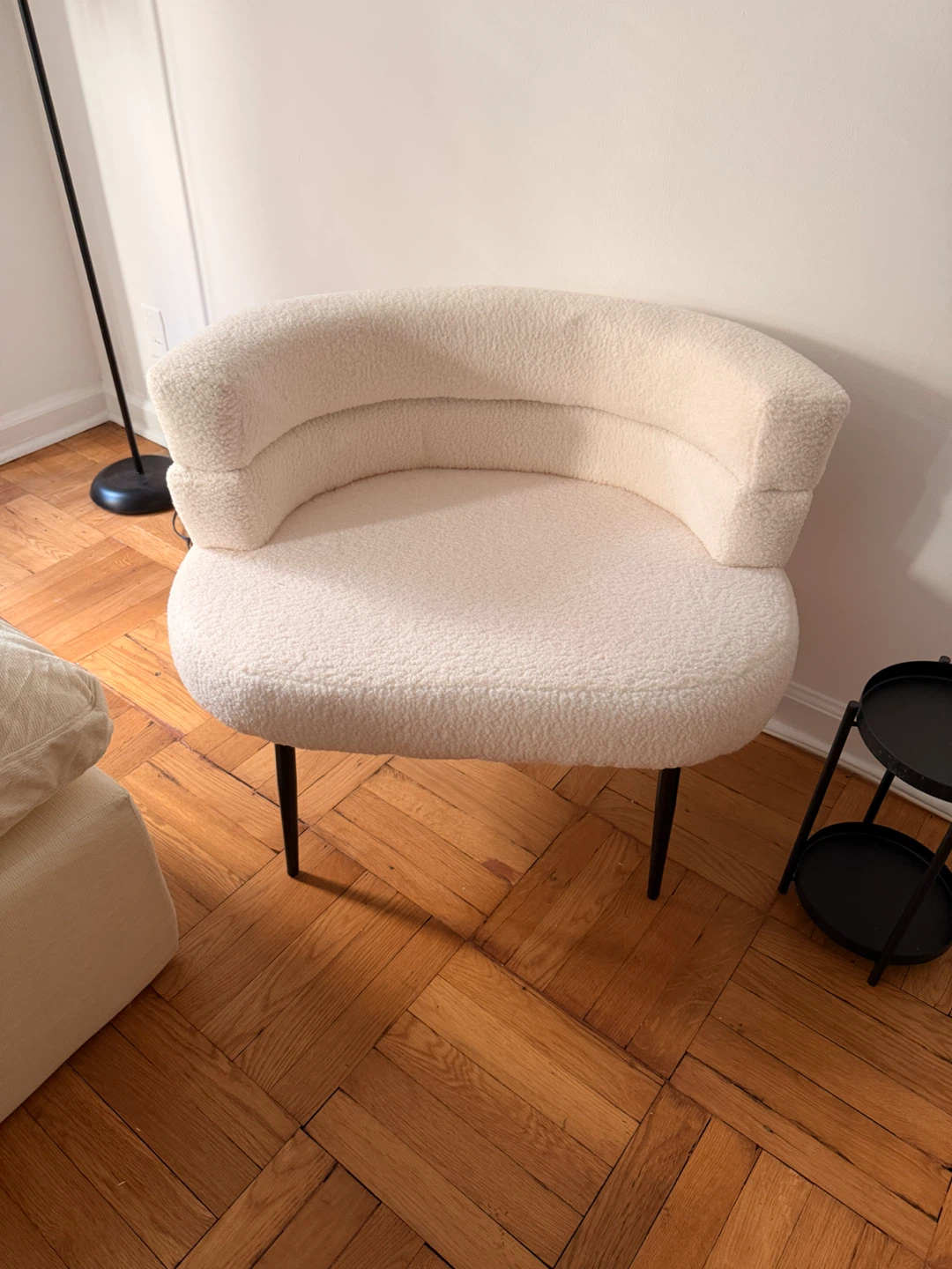 Cream Boucle Curved Accent Chair - photo 2