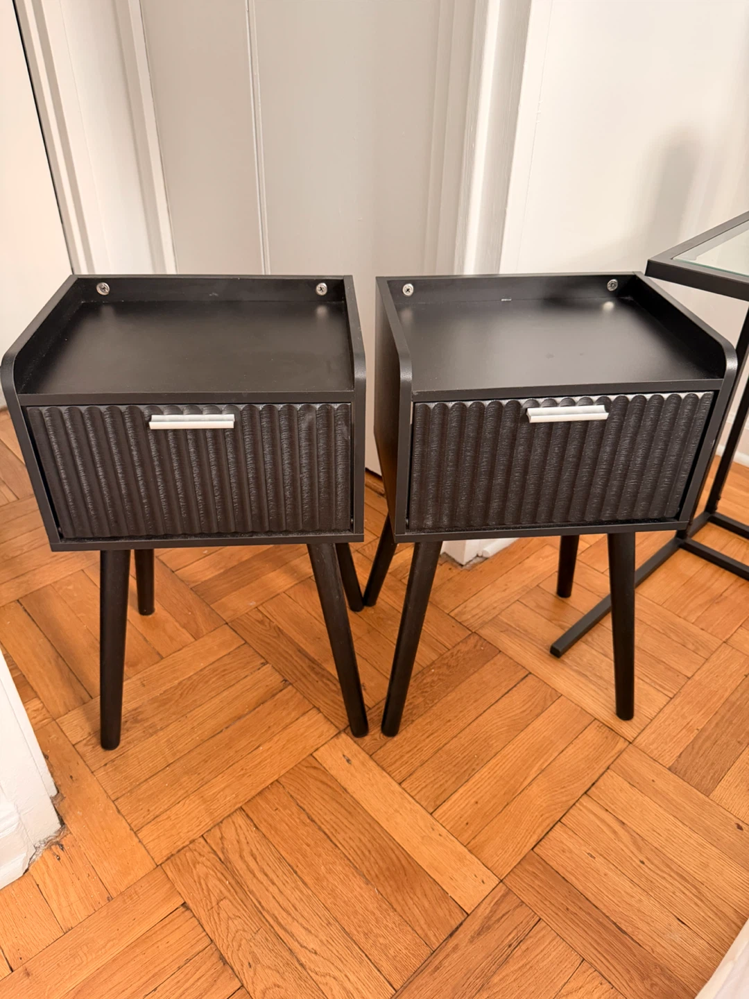 Set of Two Black Bedside Nightstands