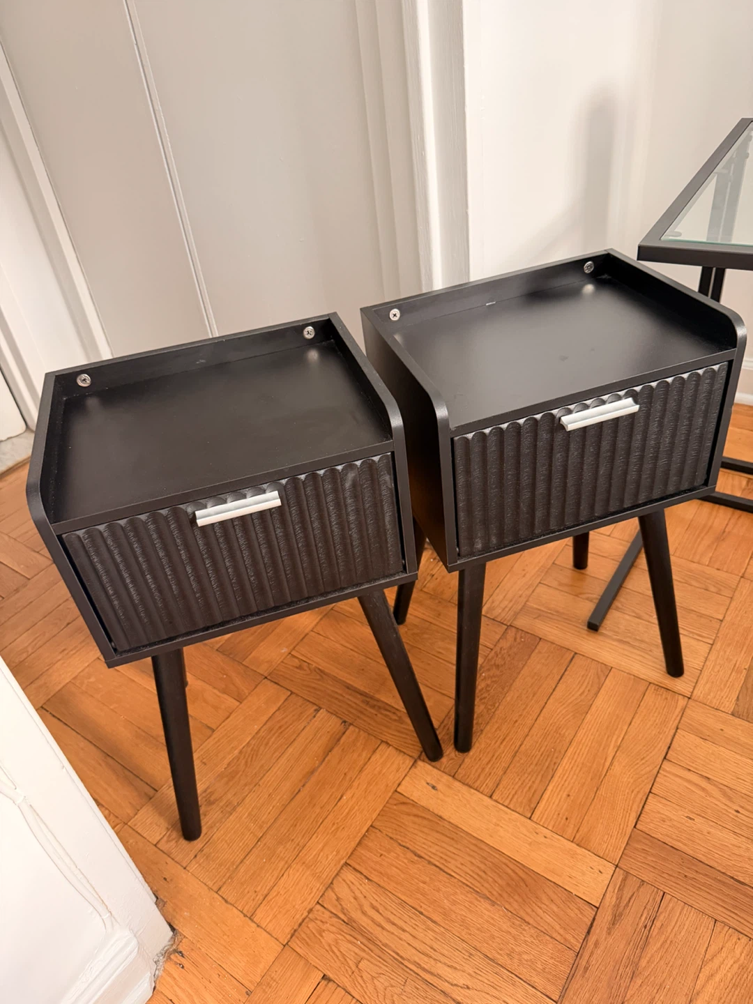 Set of Two Black Bedside Nightstands - photo 2