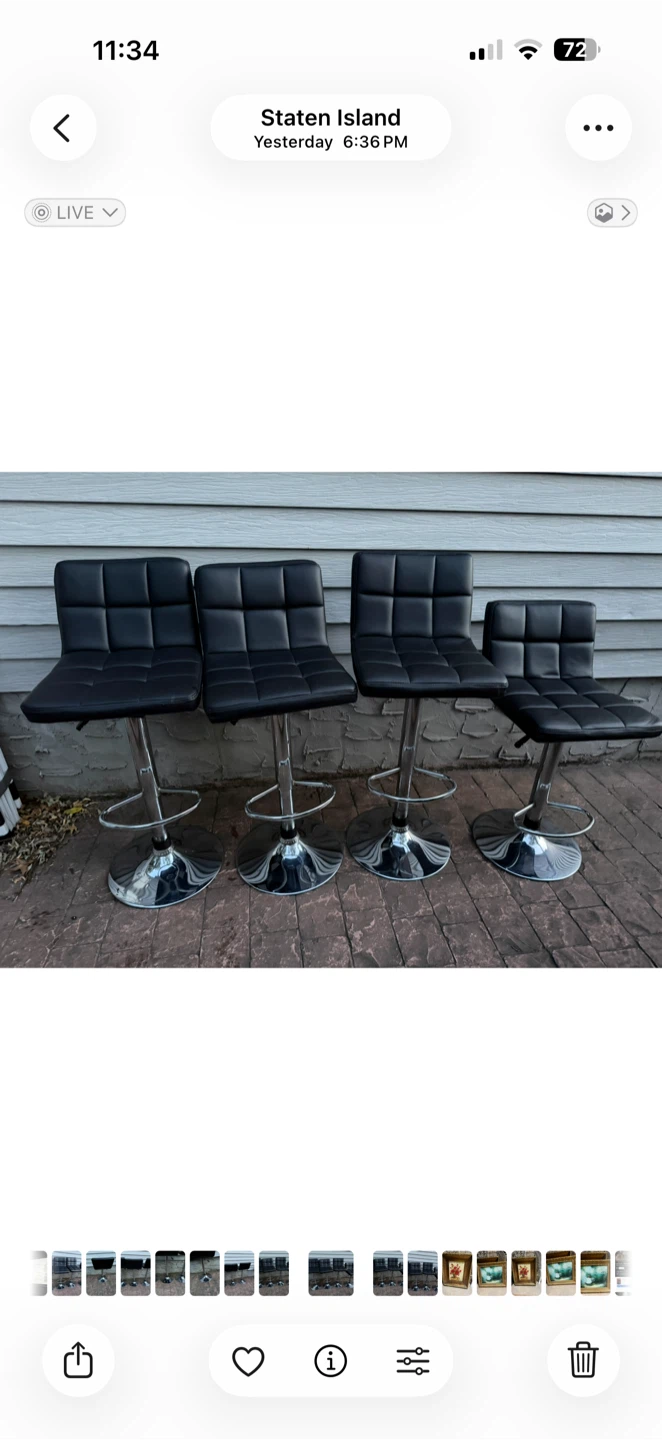 Set of 4 Adjustable Black Bar Stools