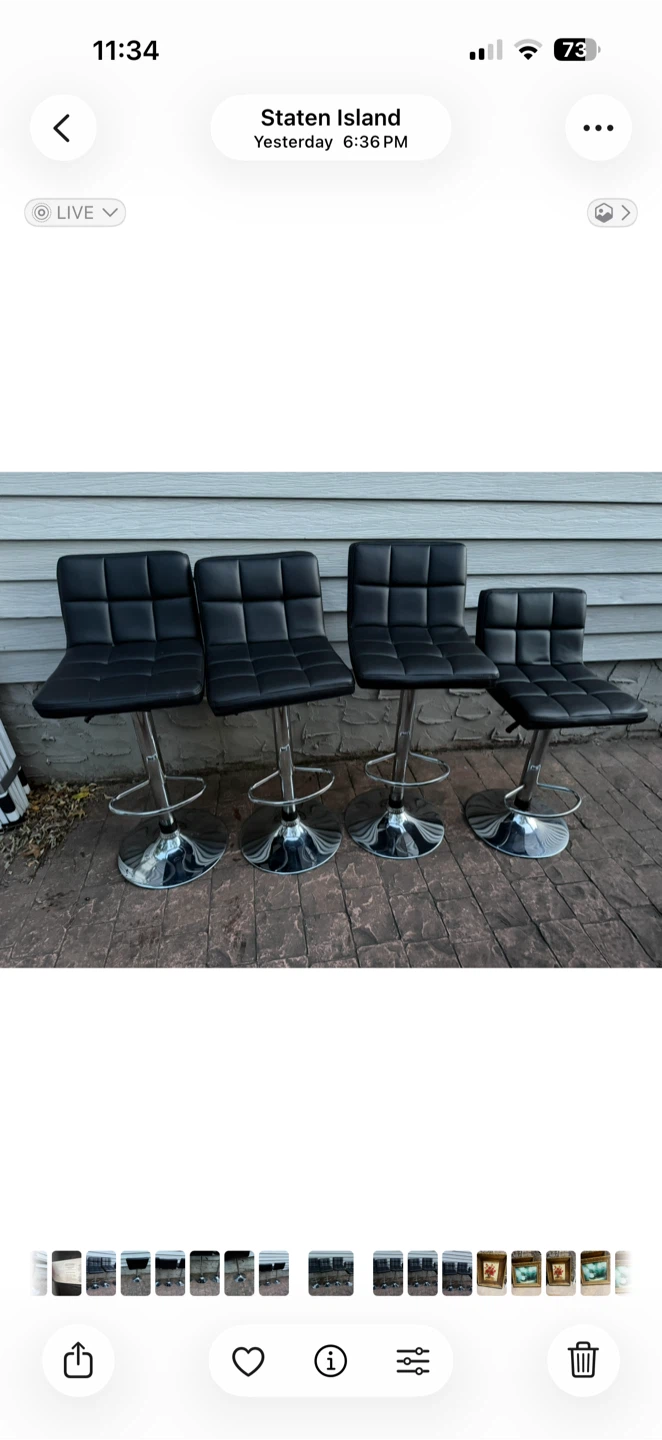 Set of 4 Adjustable Black Bar Stools - photo 2
