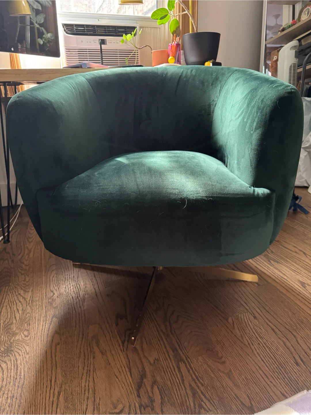 Green Velvet Swivel Chair