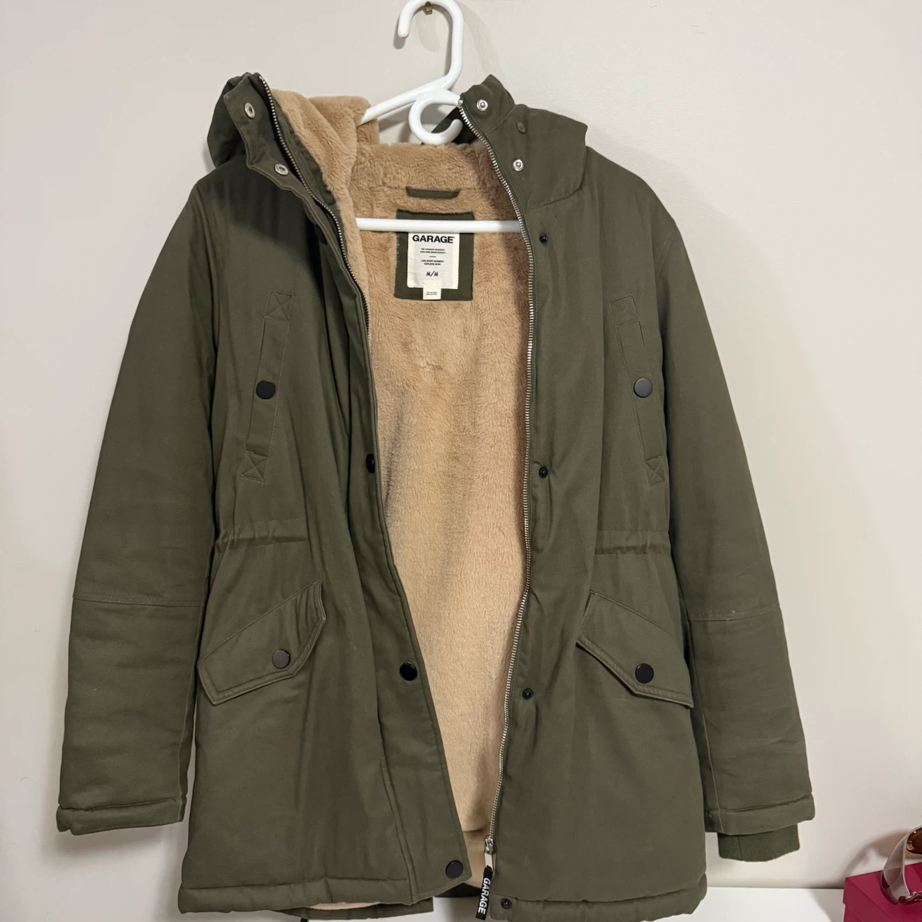 Garage Olive Green Fur-Lined Parka