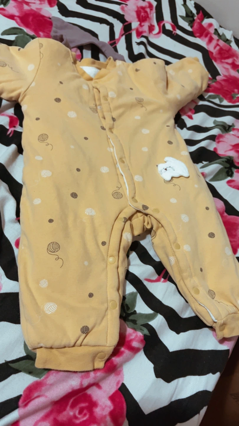 Yellow Baby Onesie with Cat Detail - photo 2