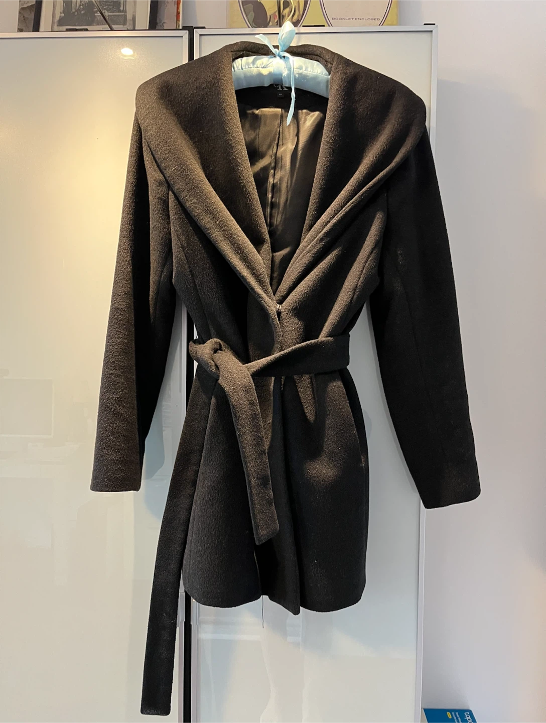 Calvin Klein Wool Blend Hooded Coat - Black