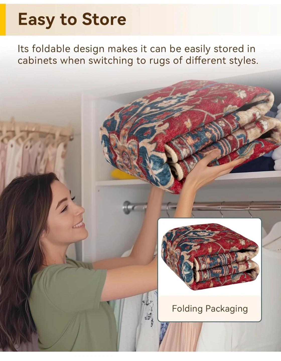 Brand New! RELEANY Floral Washable 8ft square Area Rug - photo 5