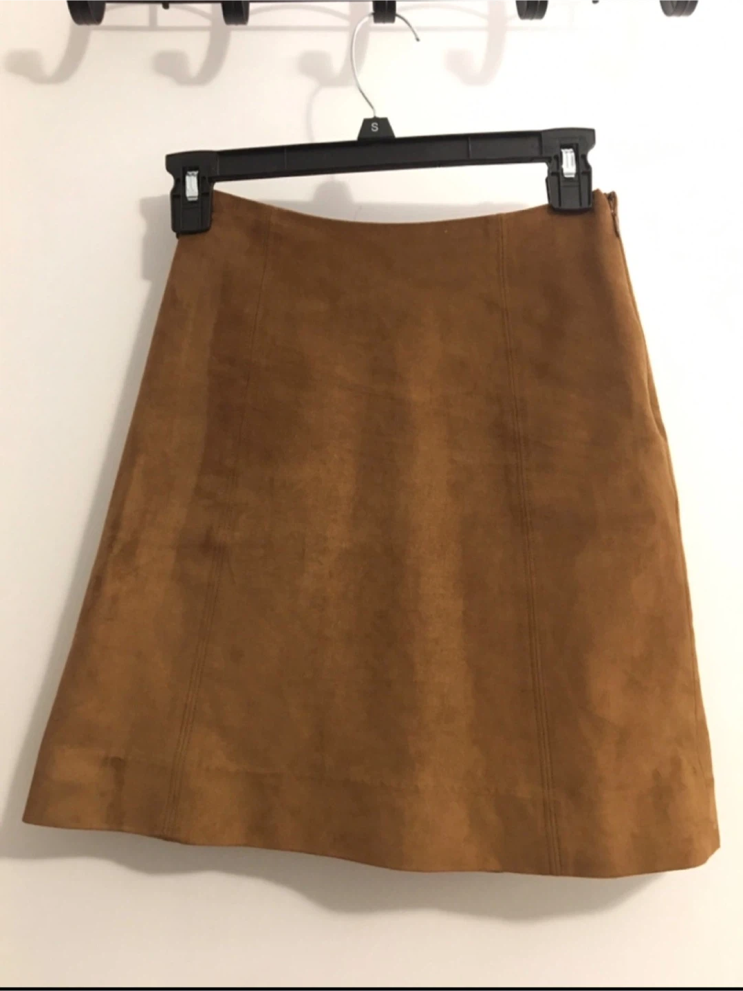 Babaton Brown Suede-Like Mini Skirt