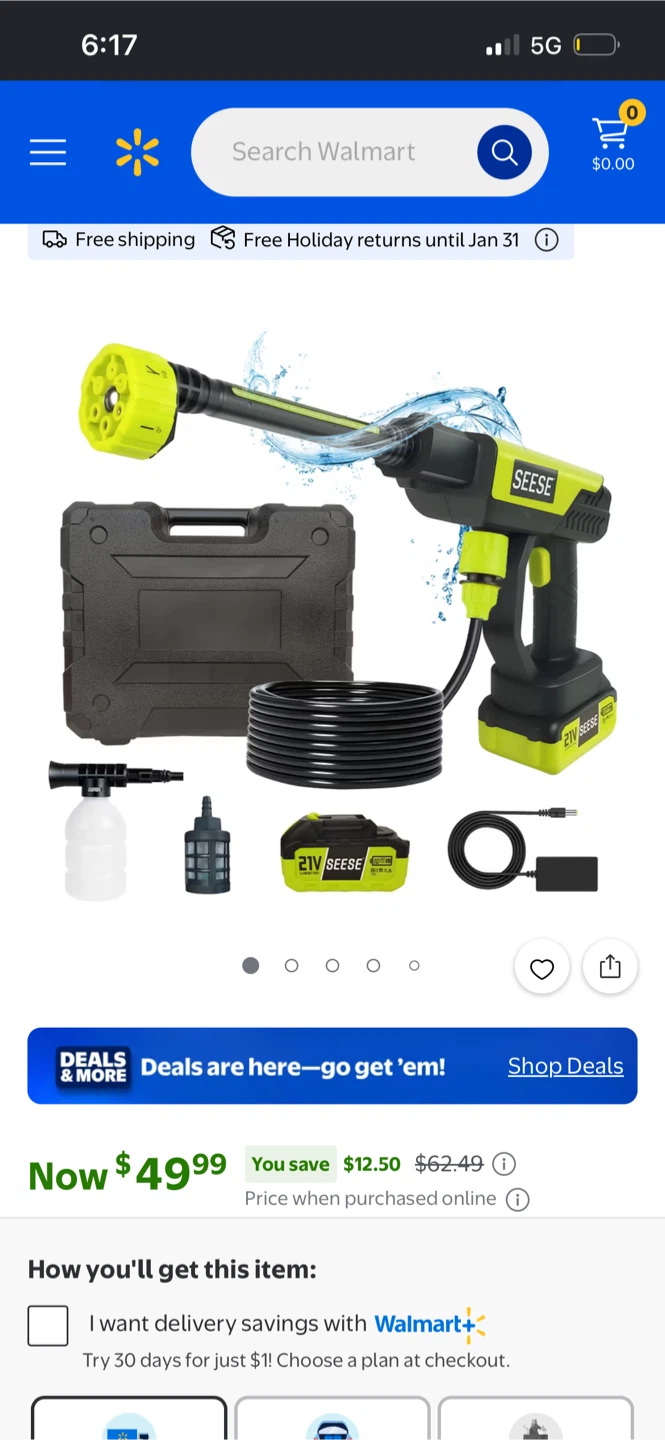 SEESE 21V Cordless Portable High Pressure Washer