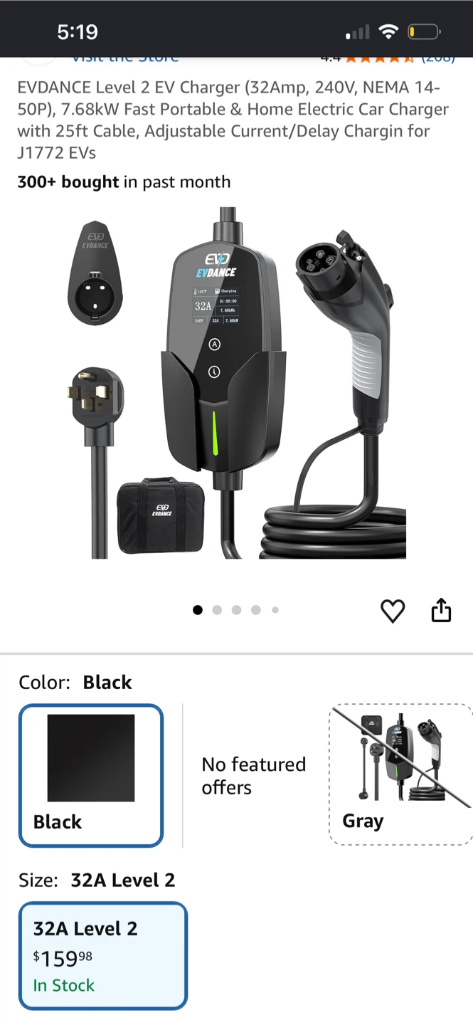 EVDANCE Level 2 Portable EV Charger