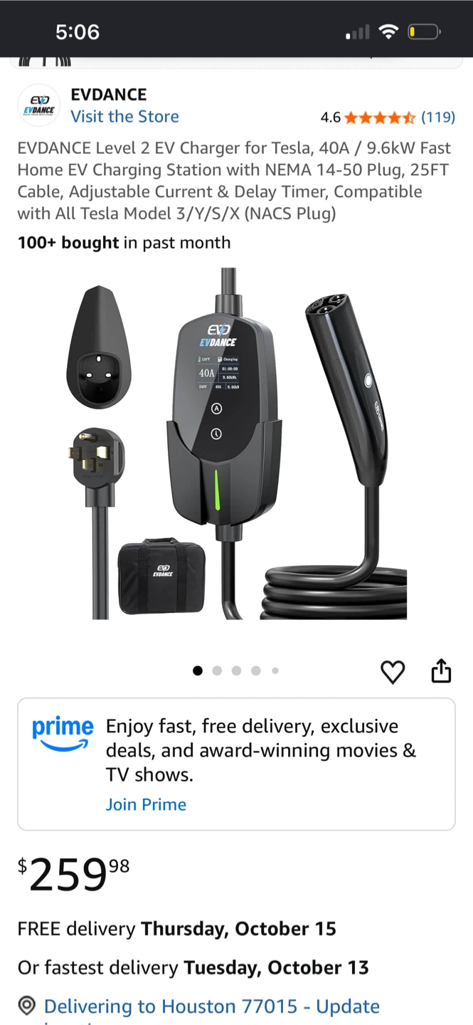 EVDANCE Level 2 Portable EV Charger - photo 2