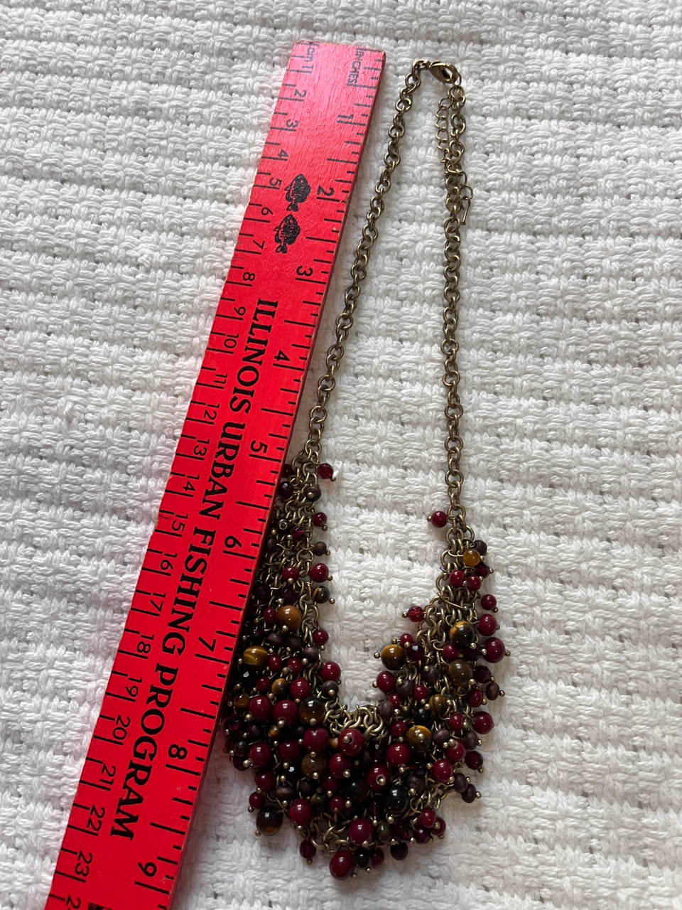 Red and Brown Beaded Statement Necklace - photo 2