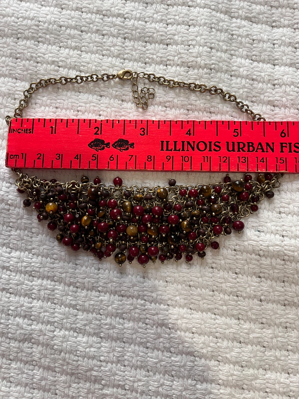 Red and Brown Beaded Statement Necklace - photo 3