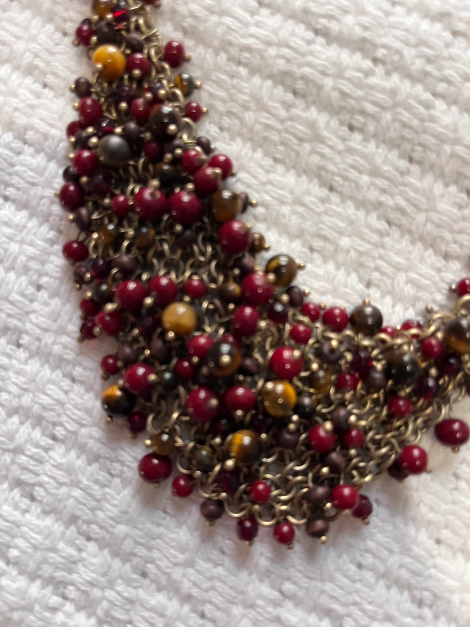 Red and Brown Beaded Statement Necklace - photo 5
